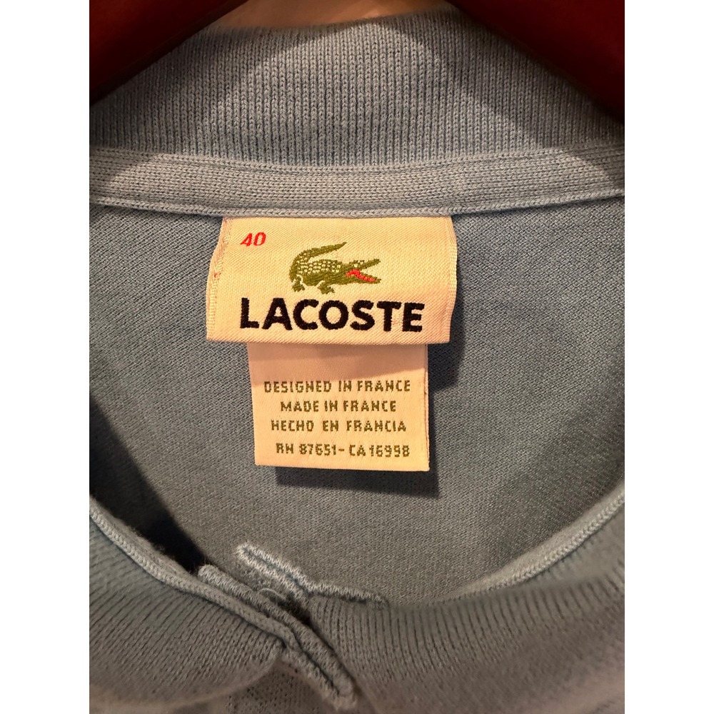 Lacoste Womens Blue Short Sleeve Cotton Pique Polo Shirt Size 40 Made in France - Picture 3 of 6